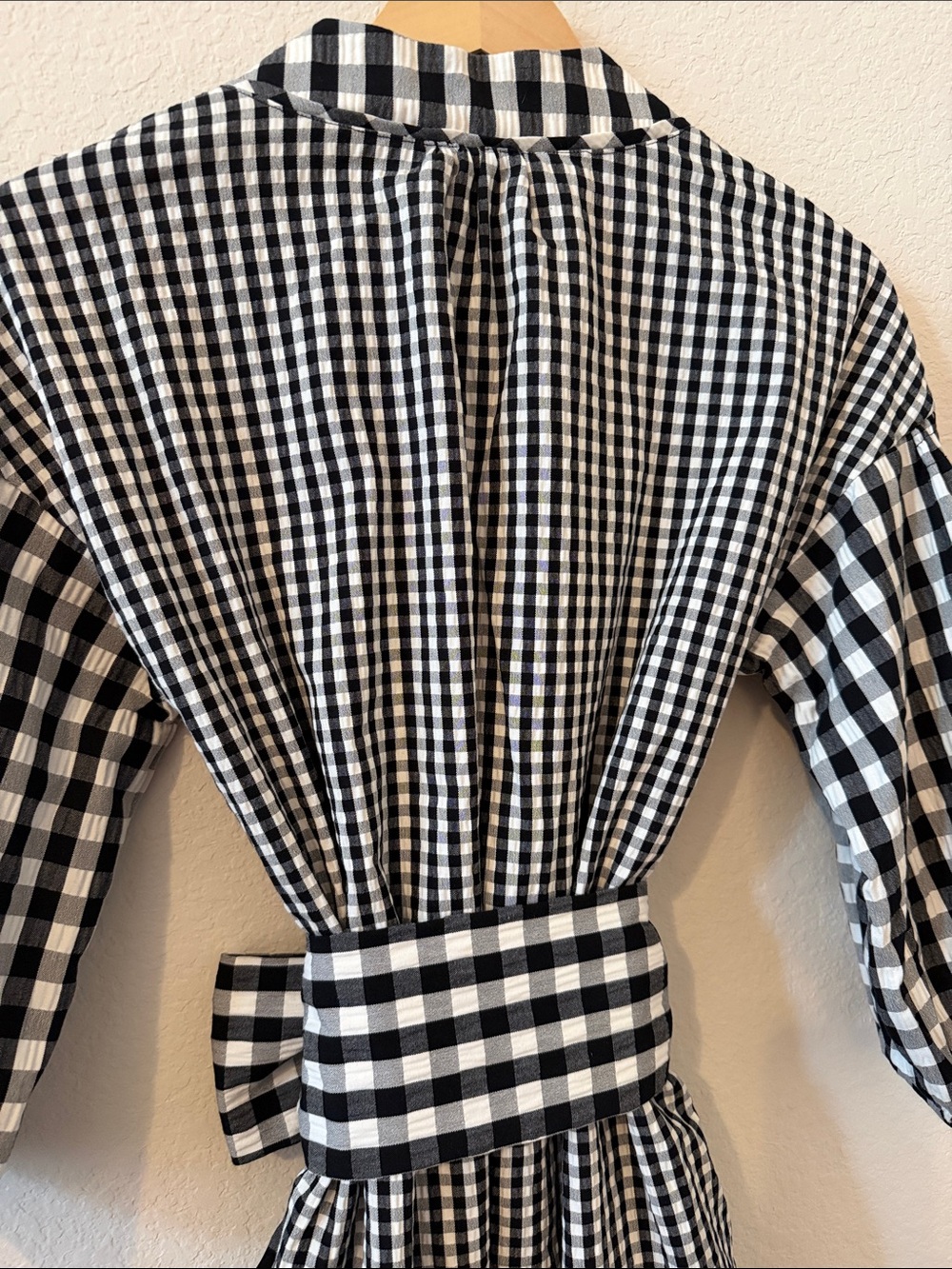 Tanya Taylor Rio Gingham Tie-Waist Shirtdress Black White 4 - Picture 12 of 16